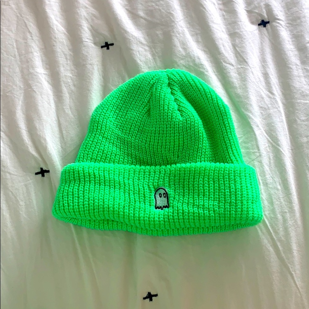 Lonely Ghost Neon Green Beanie